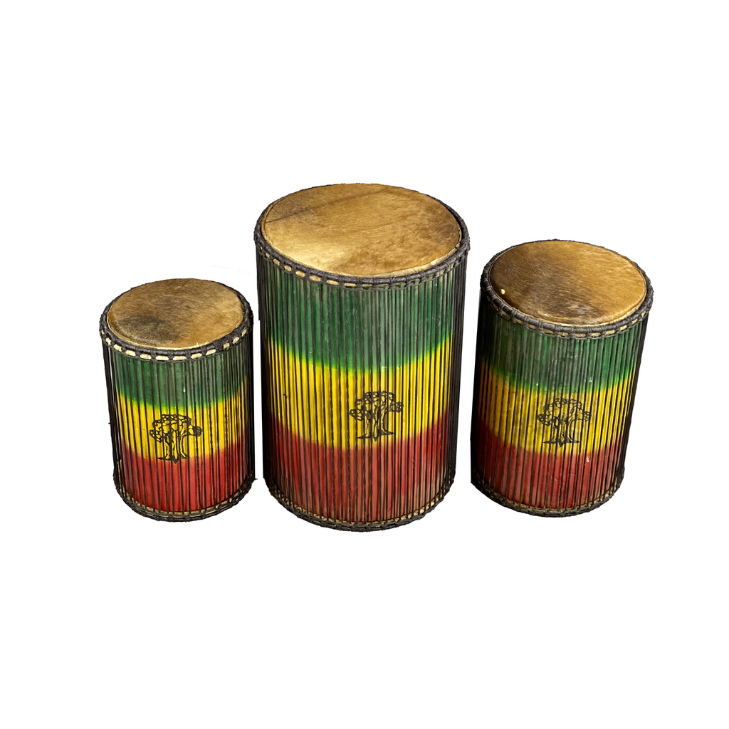 Ensemble de 3 tambours dundun #235 (L,M,S), vue de haut