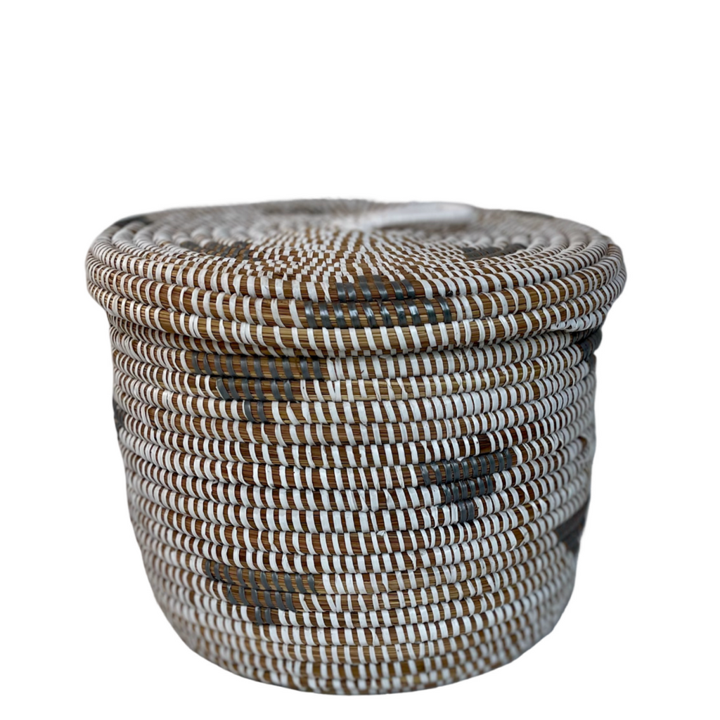 Panier potumew (blanc/gris) #462 en osier et plastique recyclé