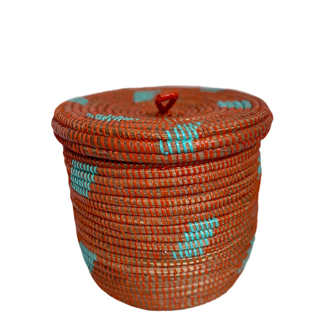 Panier potumew (orange/turquoise) #470 en osier et plastique recyclé