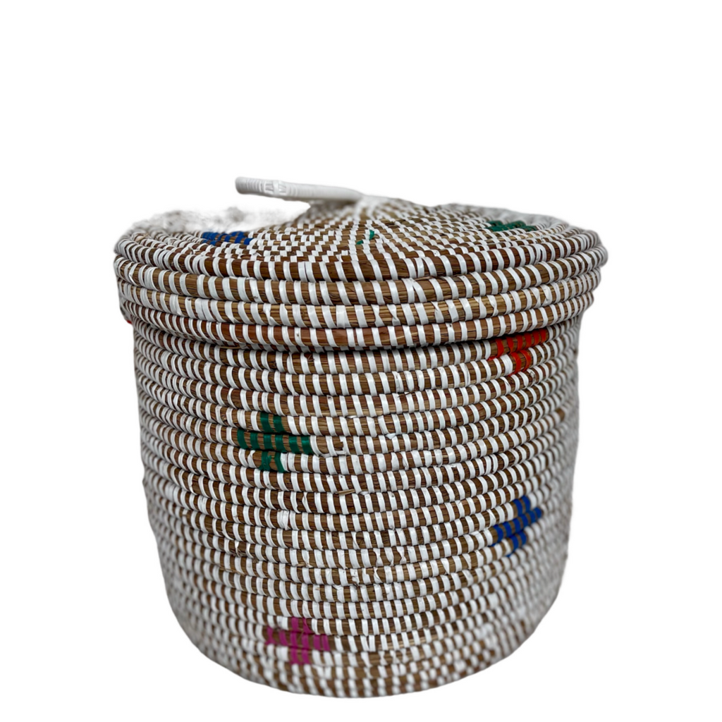 Panier potumew (blanc/multicolore) #472 en osier et plastique recyclé