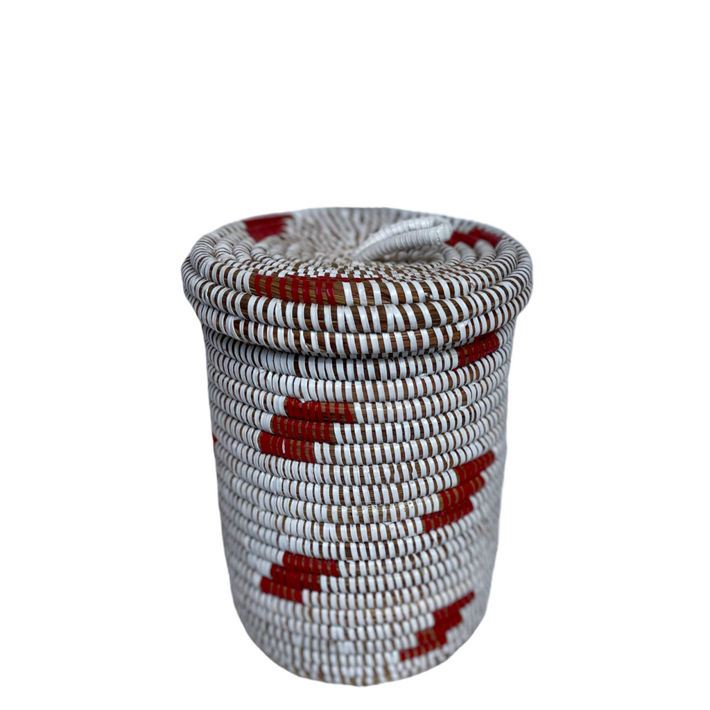 Panier soukar (blanc/rouge) #432 en osier et plastique recyclé