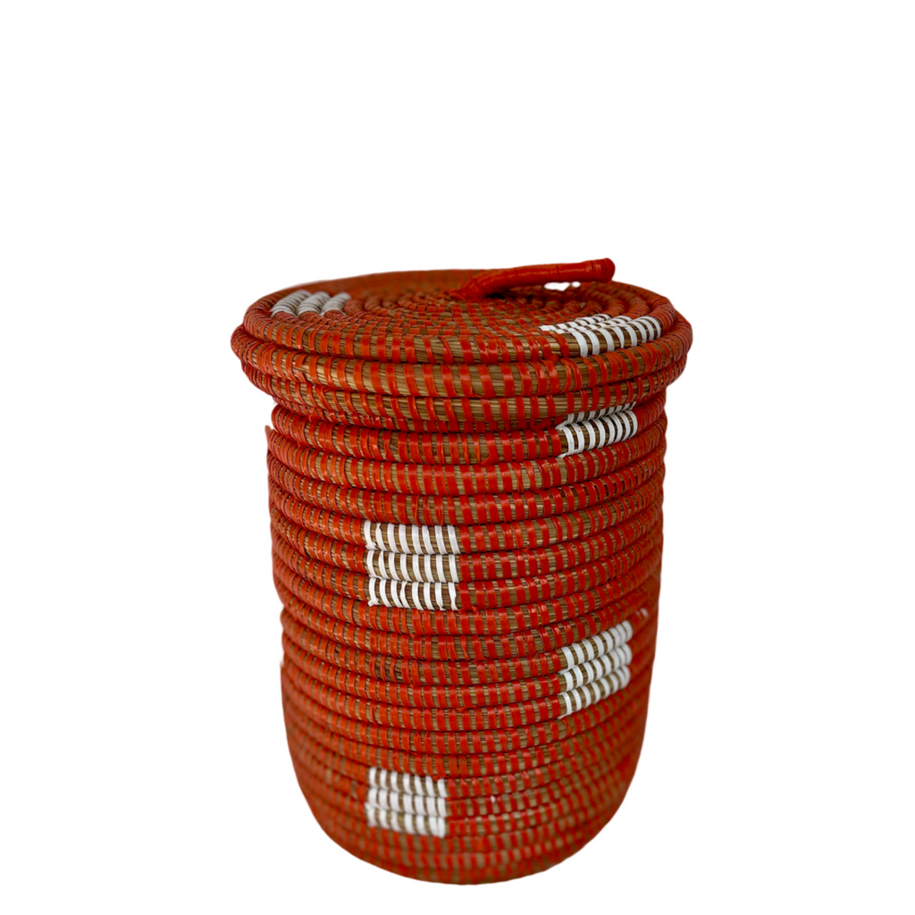 Panier soukar (orange/blanc) #437 en osier et plastique recyclé